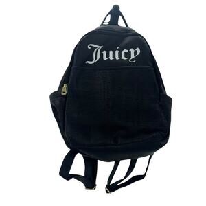 Juicy Couture Los Angeles Faux Leather Black Logo Backpack Black Size 16 NWOT